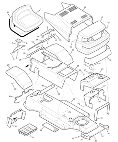 Part Location Diagram of 48X178 Murray Decal, Right Hood